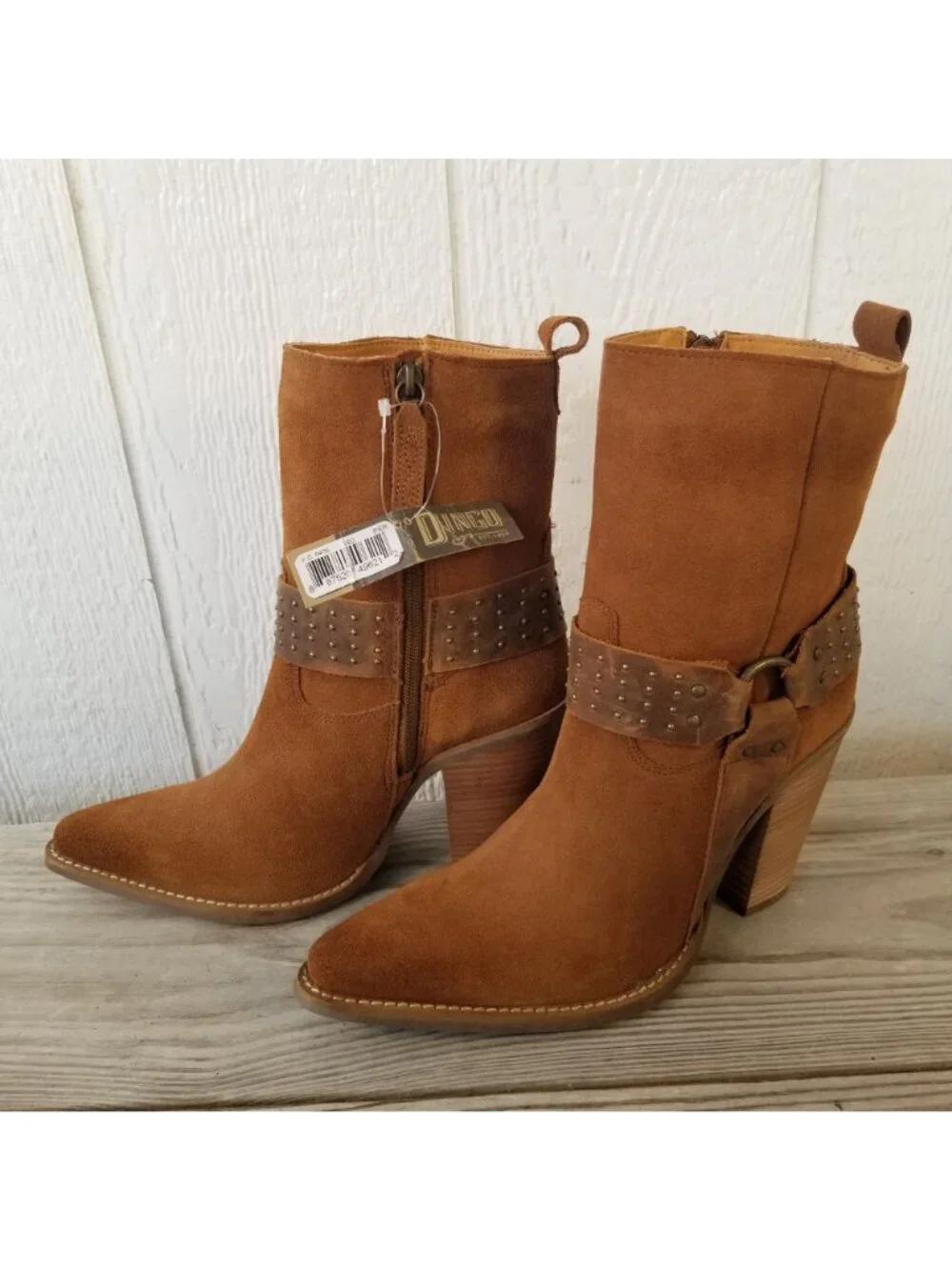 Dingo Songbird Womens Suede Stacked Harness Shortie Side Zip Boots 11 M DI2189
